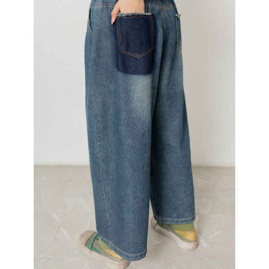 Широкие джинсы с контрасным карманом Хлопок 100%