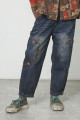 Широкие джинсы с вышивкой и большим карманом CO100%