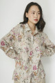 Льняная рубашка с цветочным принтом