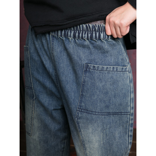 Брюки джинсовые с накладными карманами
