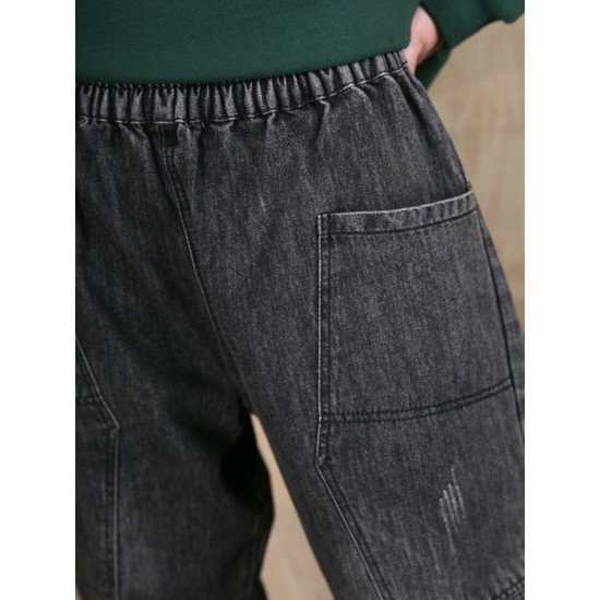 Брюки джинсовые с накладными карманами