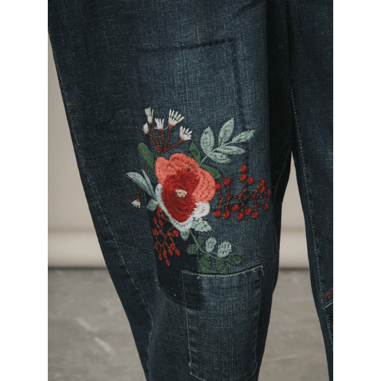 Брюки джинсовые с цветами